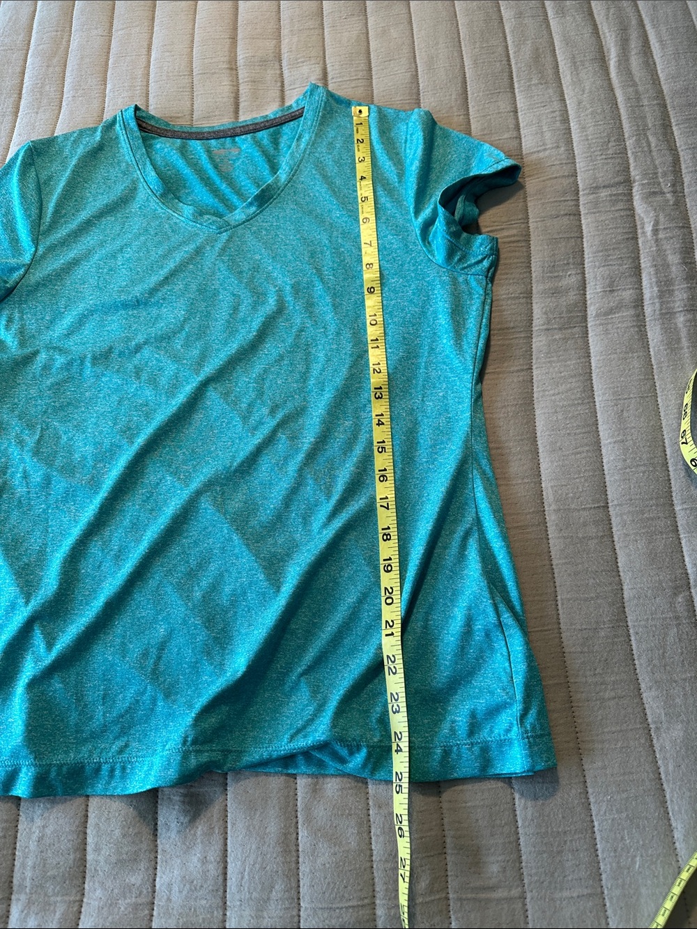 Cascade Sport Activewear top Women's Turquoise V-Neck Short Sleeve Tee - Picture 5 of 7